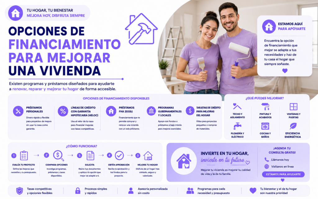 opciones de financiamiento para mejorar una vivienda